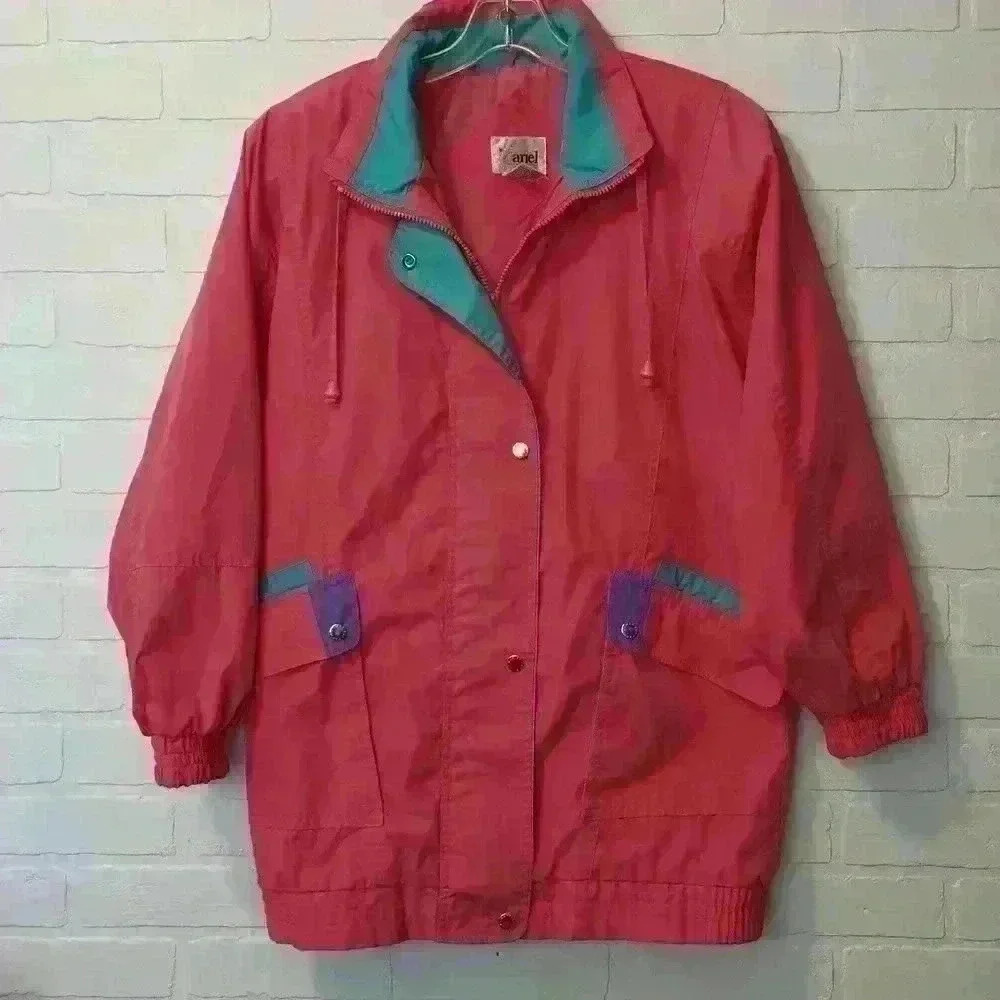 MARIEL Long Vintage 90's Wind Breaker Jacket Size: Small #0037
